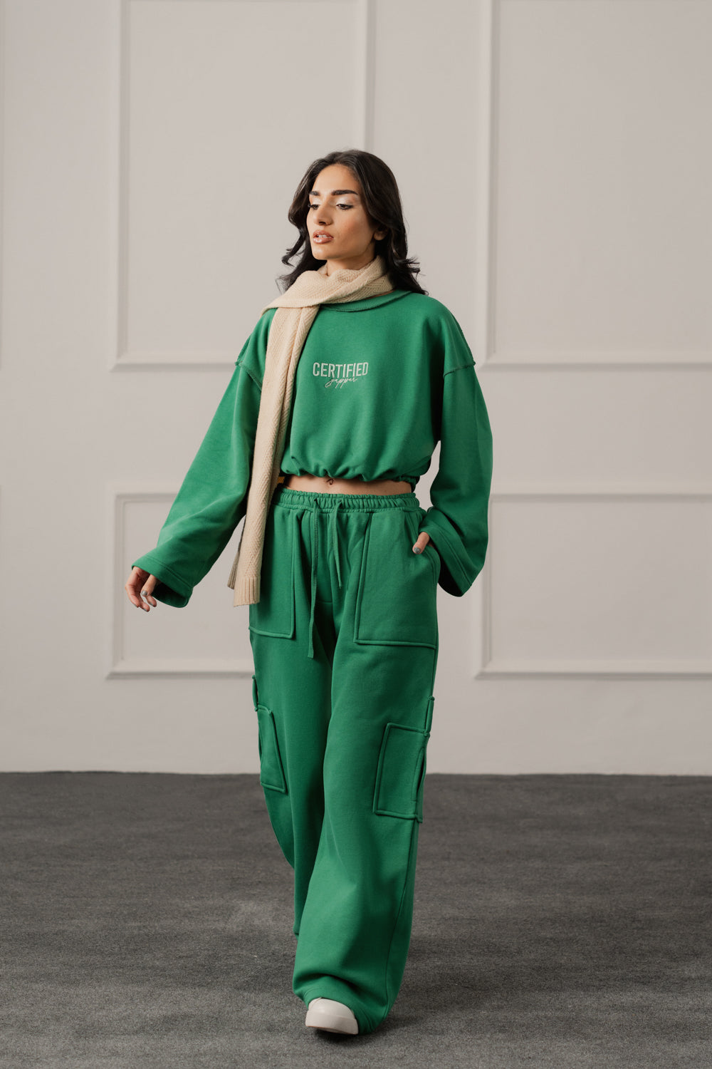 Emerald Green Oversized Crop Sweatshirt - Hustle N Holla