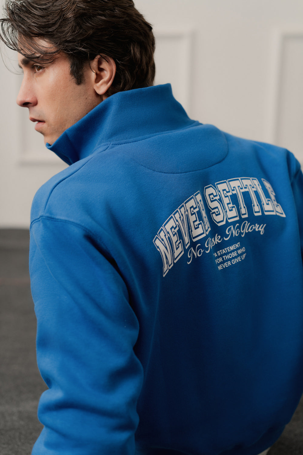 Royal Blue Relaxed Fit Mock Neck ZIpper Sweatshirt - Hustle N Holla