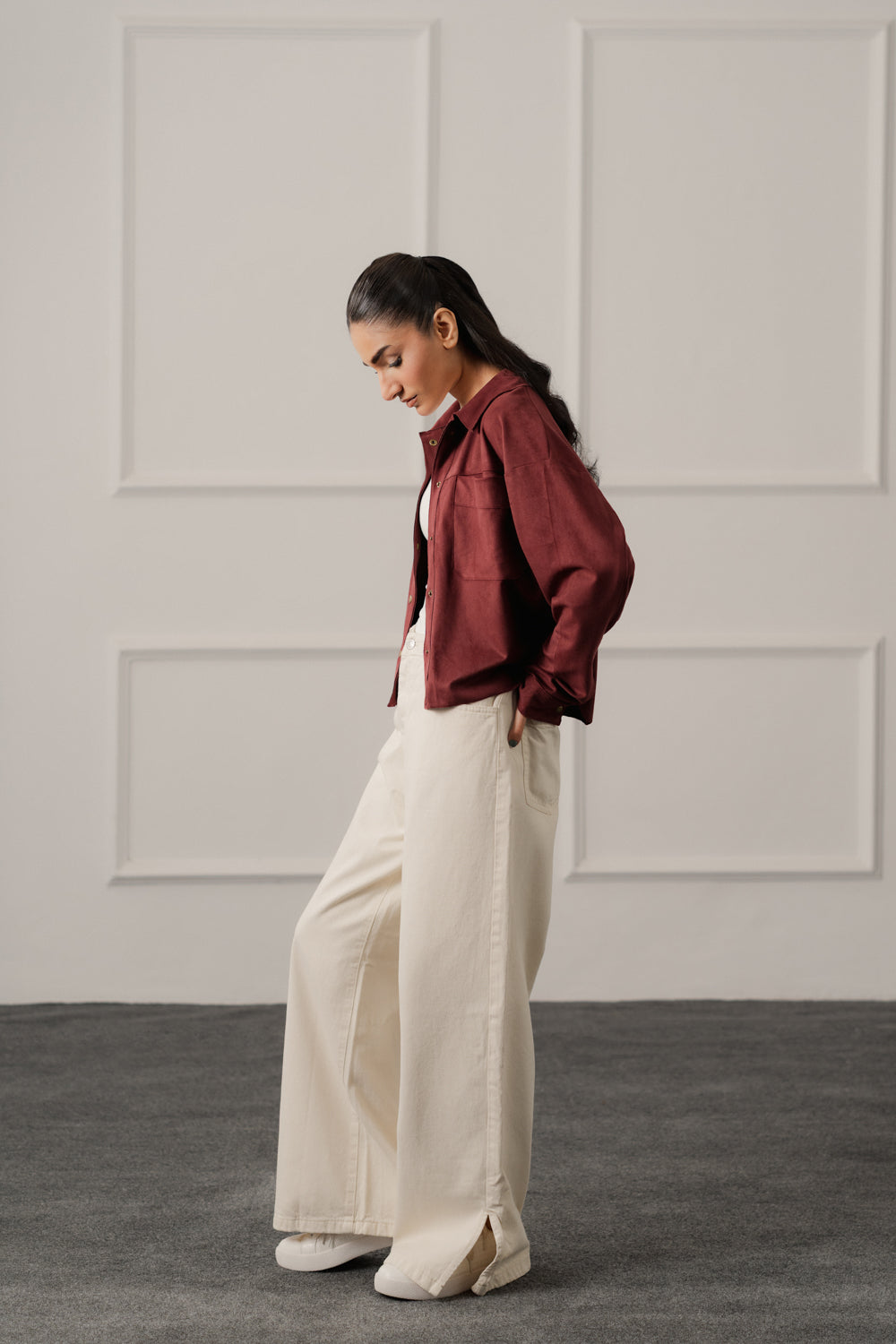 Burgundy Relaxed Fit Suede Shacket - Hustle N Holla