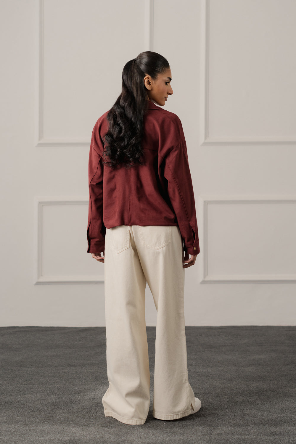 Burgundy Relaxed Fit Suede Shacket - Hustle N Holla