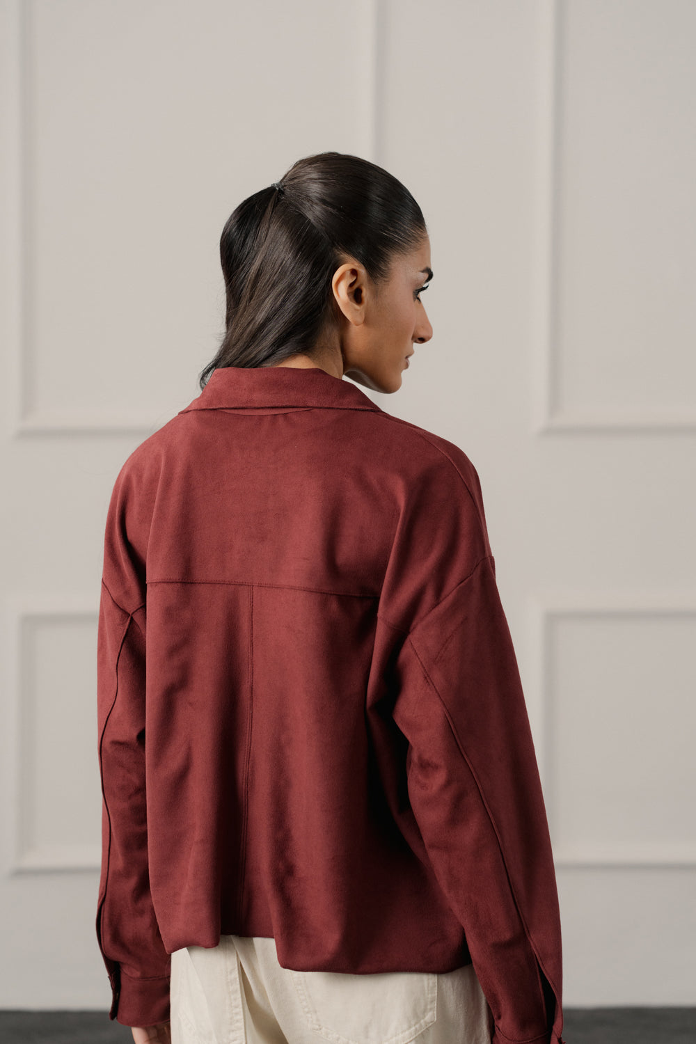 Burgundy Relaxed Fit Suede Shacket - Hustle N Holla