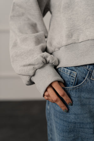 Grey Oversized Crop Graphic Zipper Hoodie - Hustle N Holla