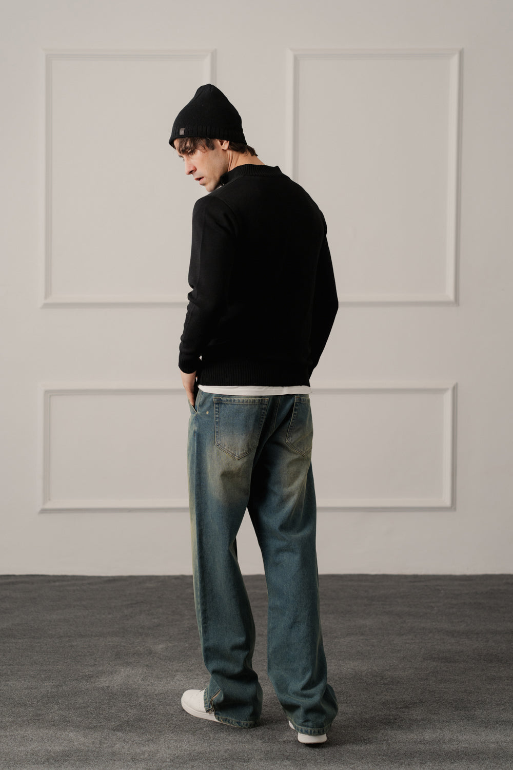 Black Regular Fit Mock Neck Sweater - Hustle N Holla