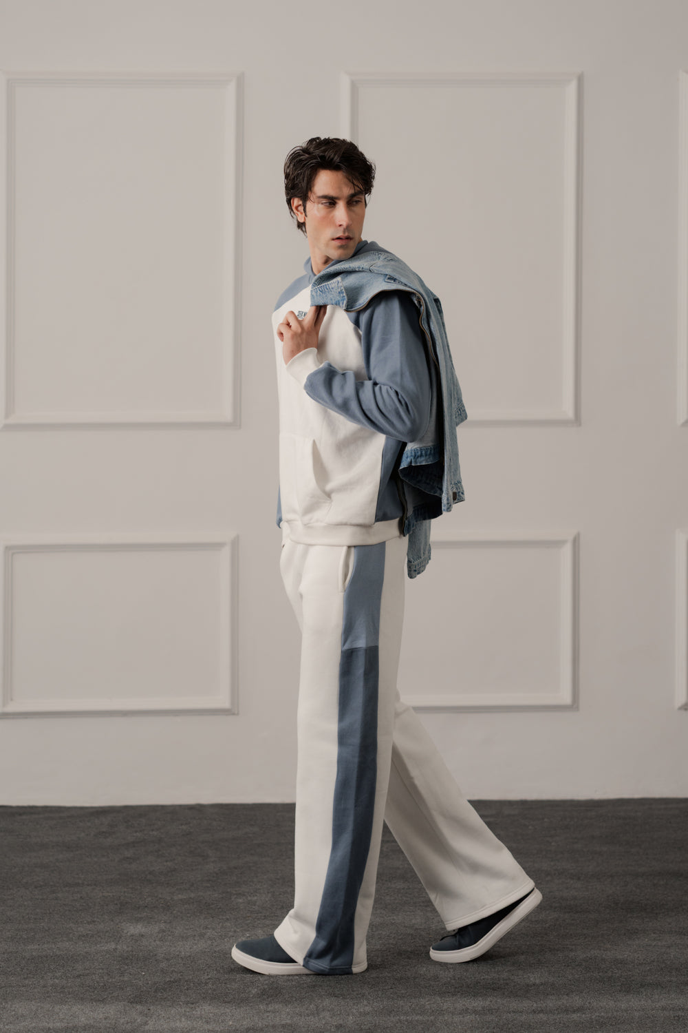 White Straight Fit Panelled Trousers - Hustle N Holla