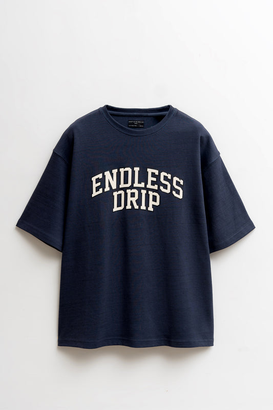 Navy Blue Loose Fit Graphic T-Shirt - Hustle N Holla