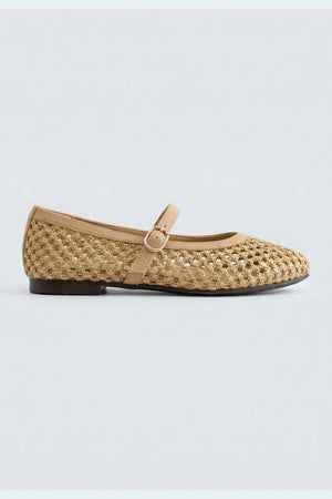 Beige Woven Ballet Pumps - Hustle N Holla