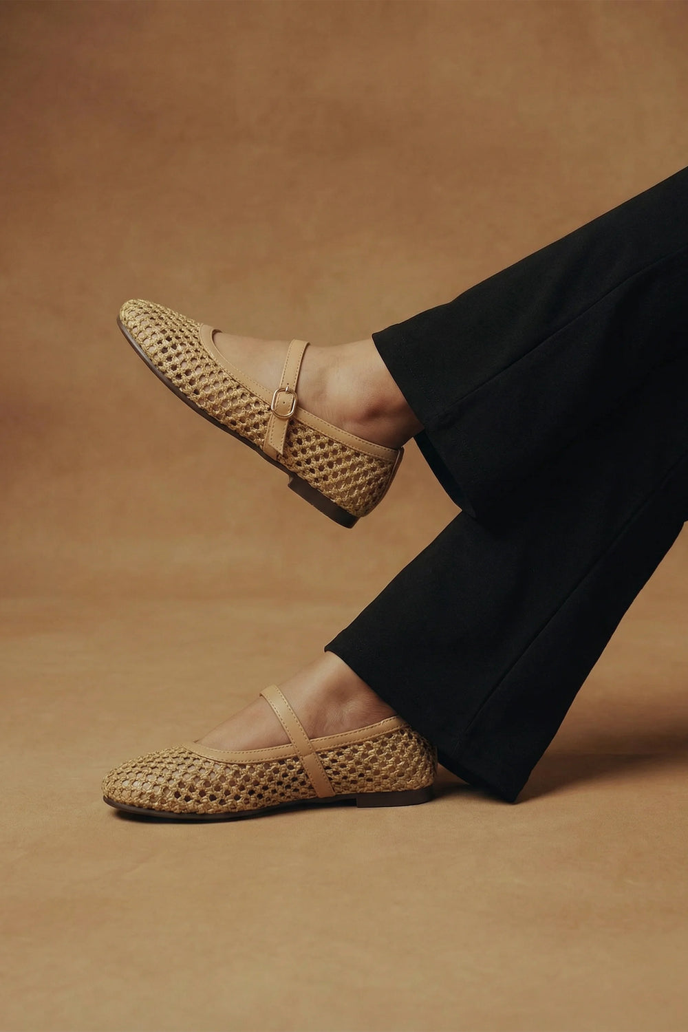 Beige Woven Ballet Pumps - Hustle N Holla