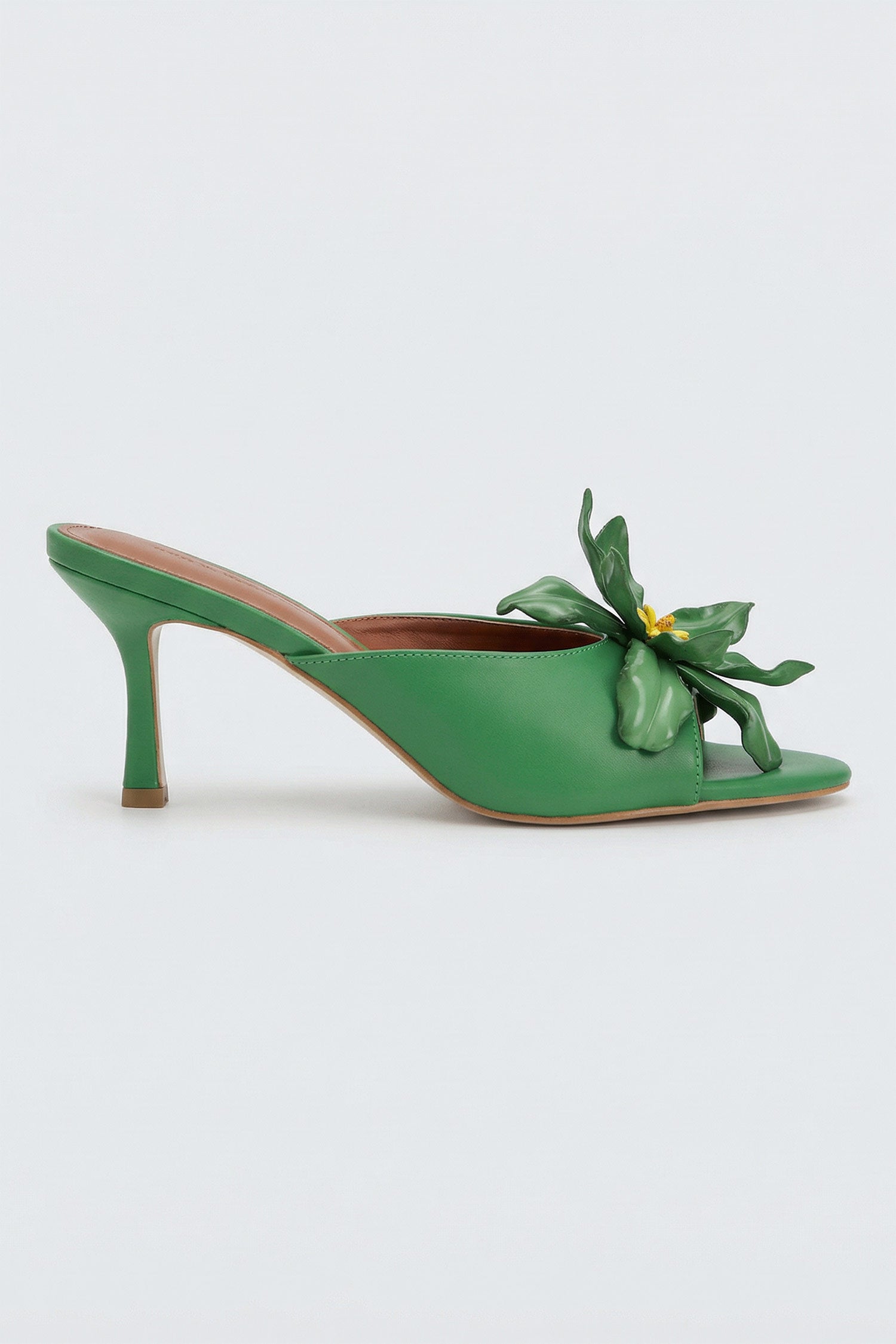 Floral Detail Green  Kitten Heels