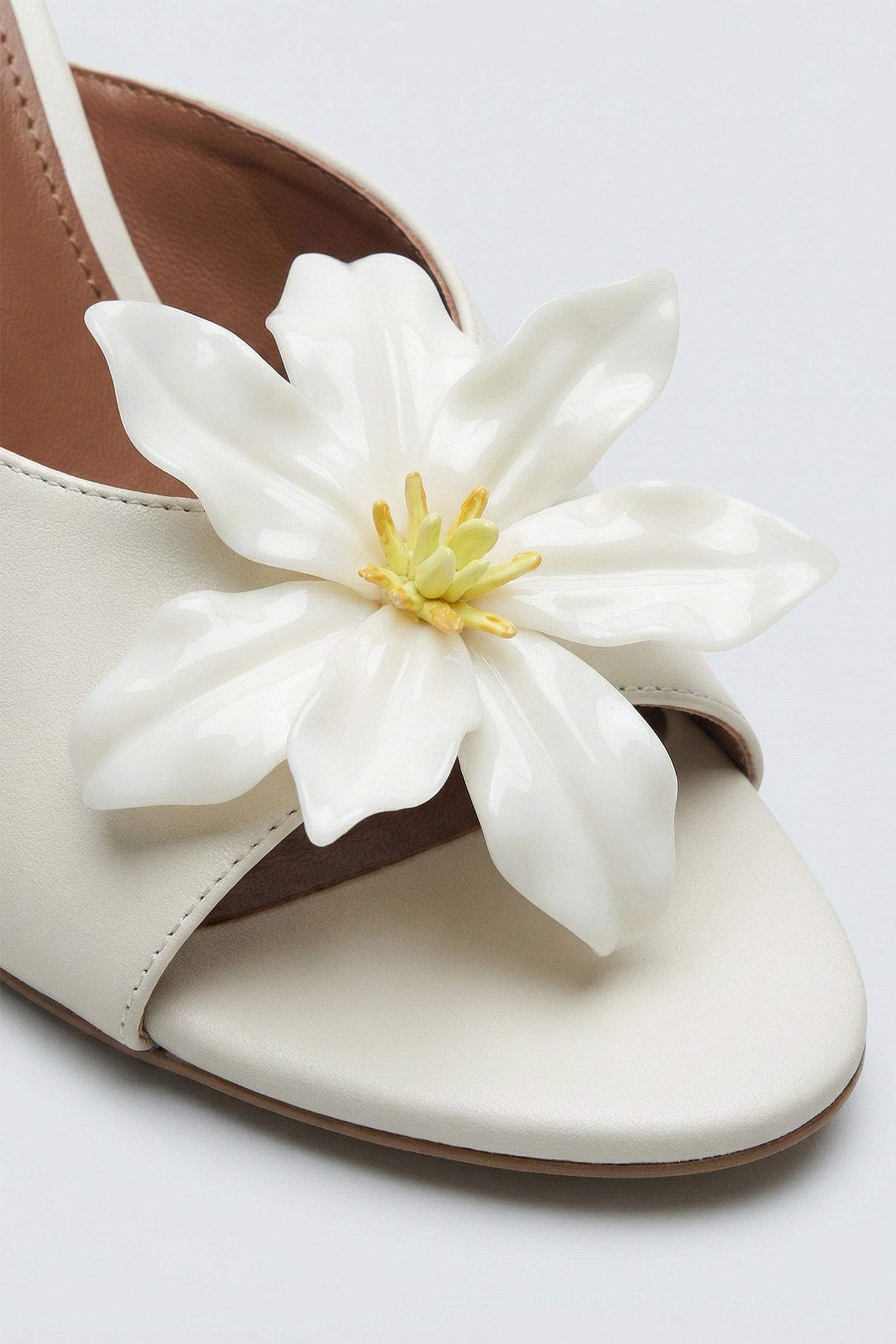 White Floral Detail Kitten Heels - Hustle N Holla