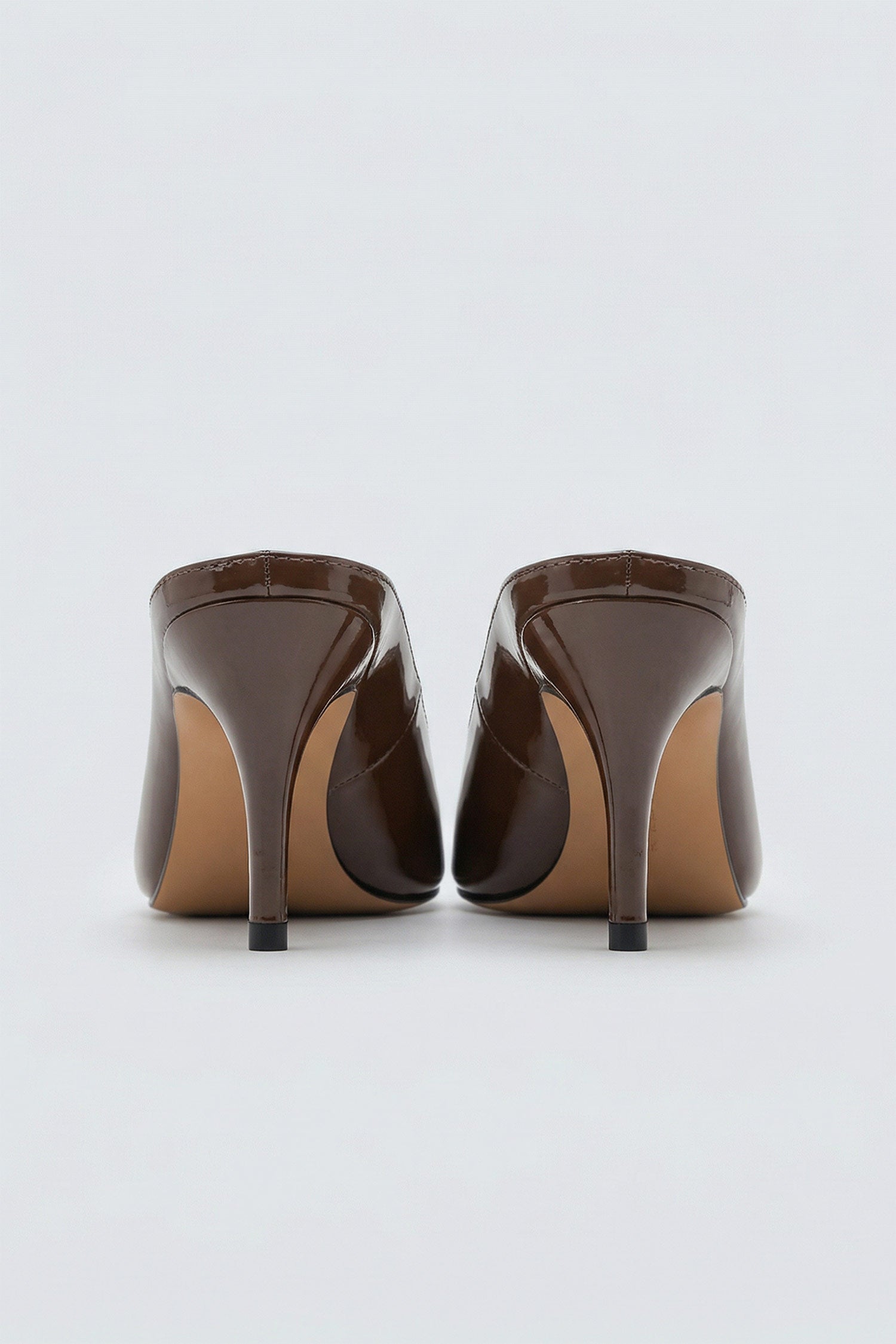 Chocolate Brown Patent Leather Mule Heels - Hustle N Holla