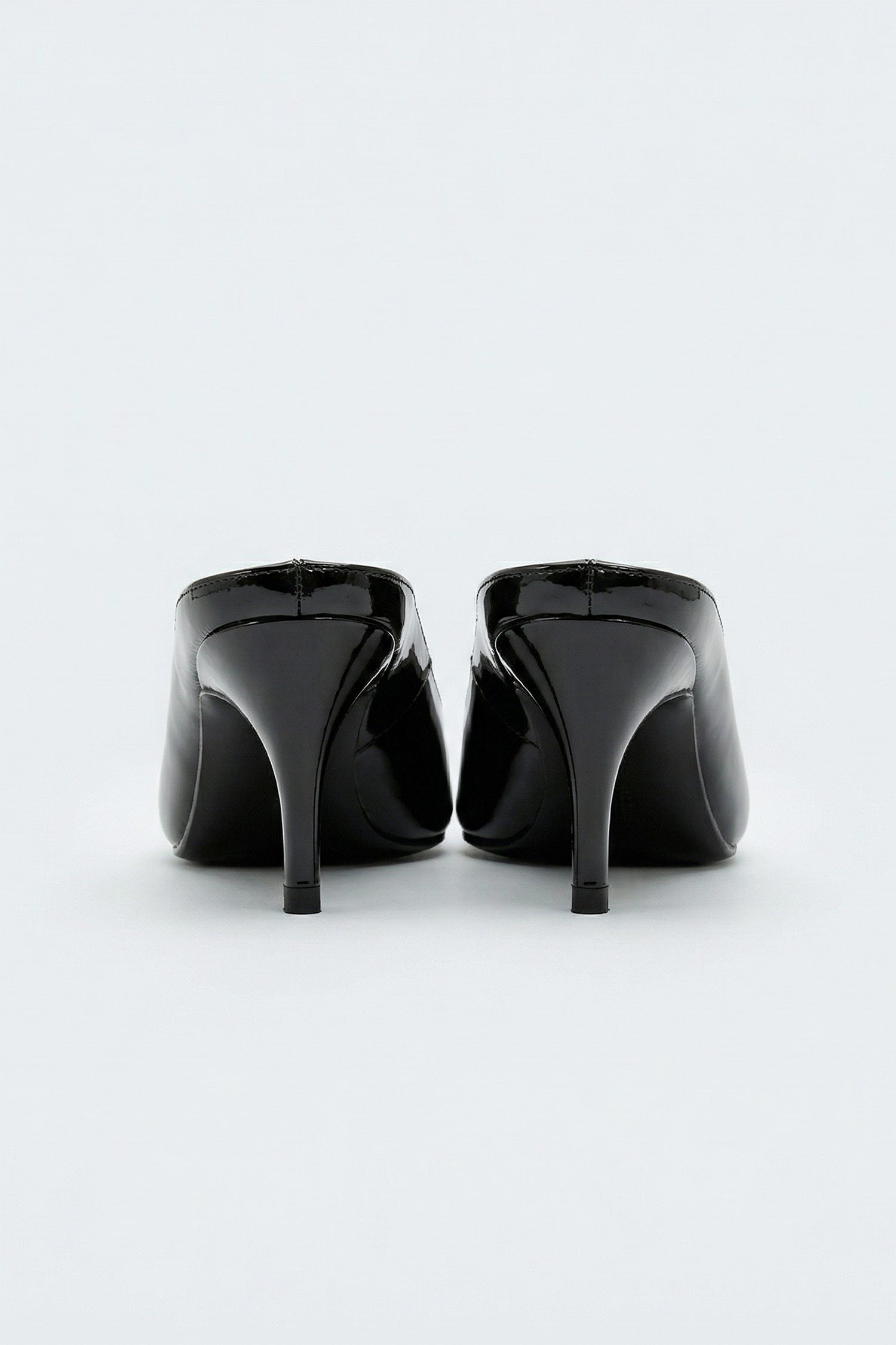 Black Patent Leather Mule Heels