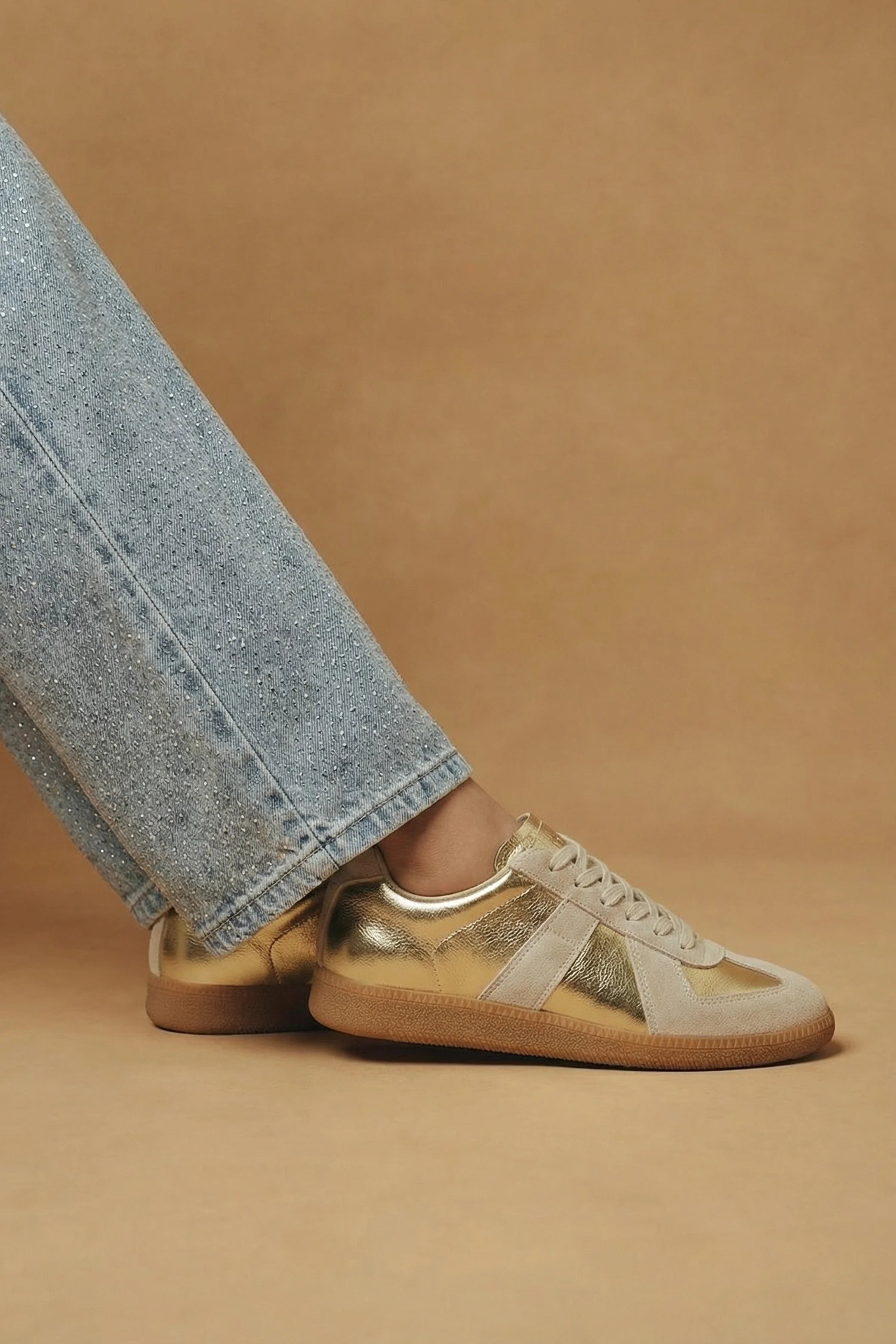 Light Grey Metallic Trainers - Hustle N Holla