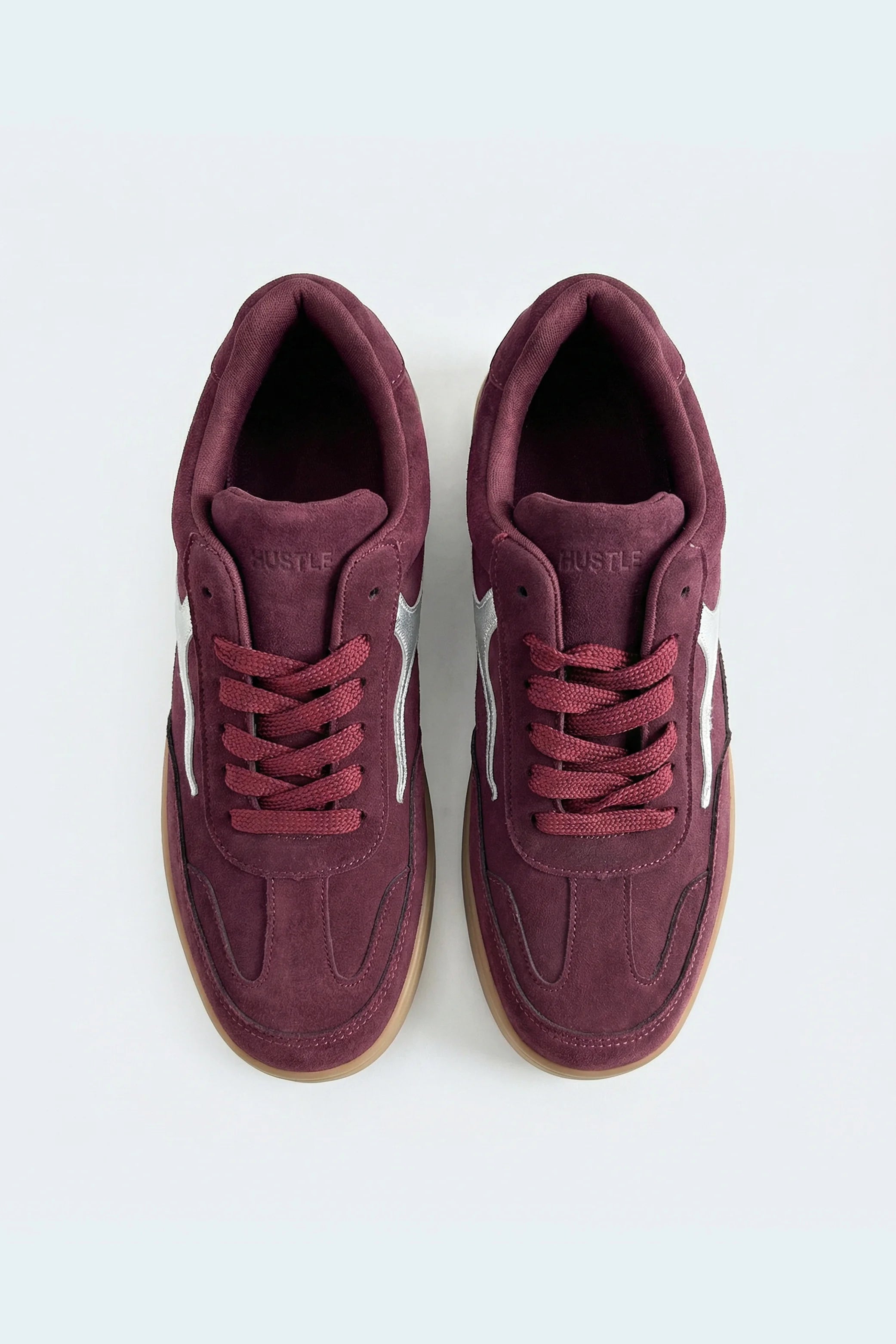 Burgundy Metallic Accent Trainers - Hustle N Holla