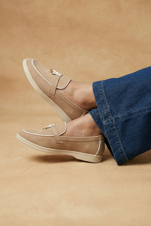 Beige Suede Tassle Loafers - Hustle N Holla