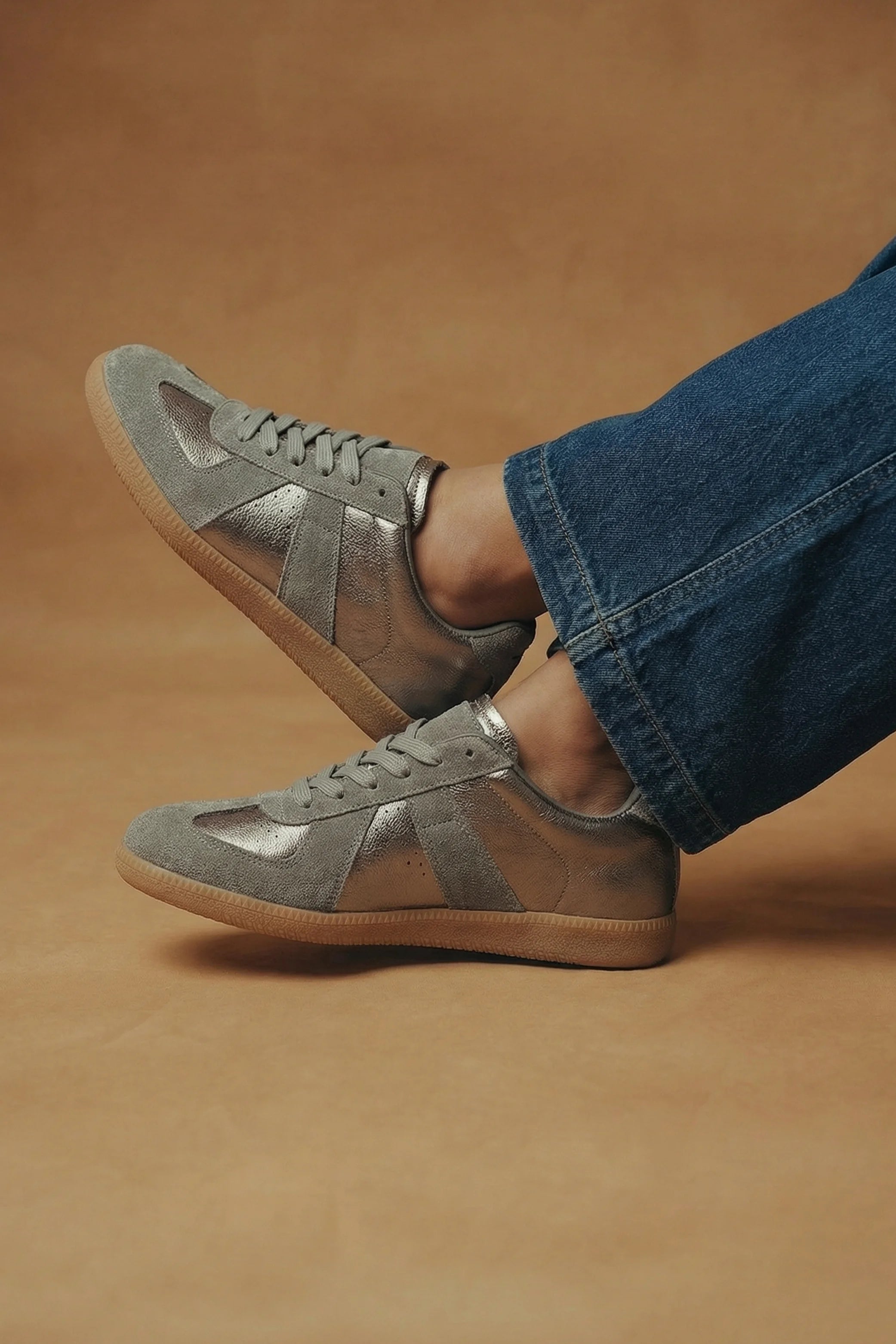 Dark Grey Metallic Trainers - Hustle N Holla