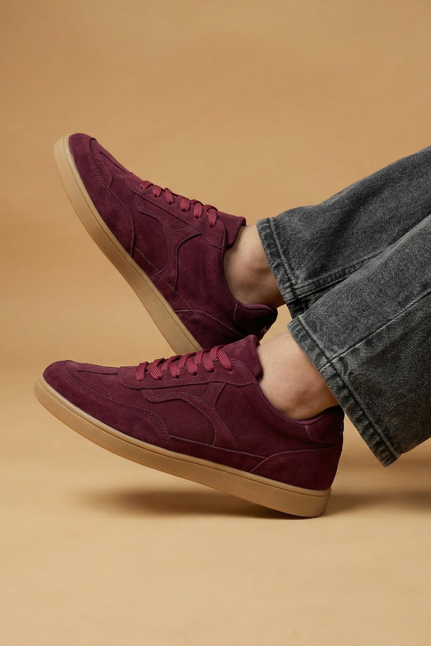 Suede Burgundy Trainers - Hustle N Holla