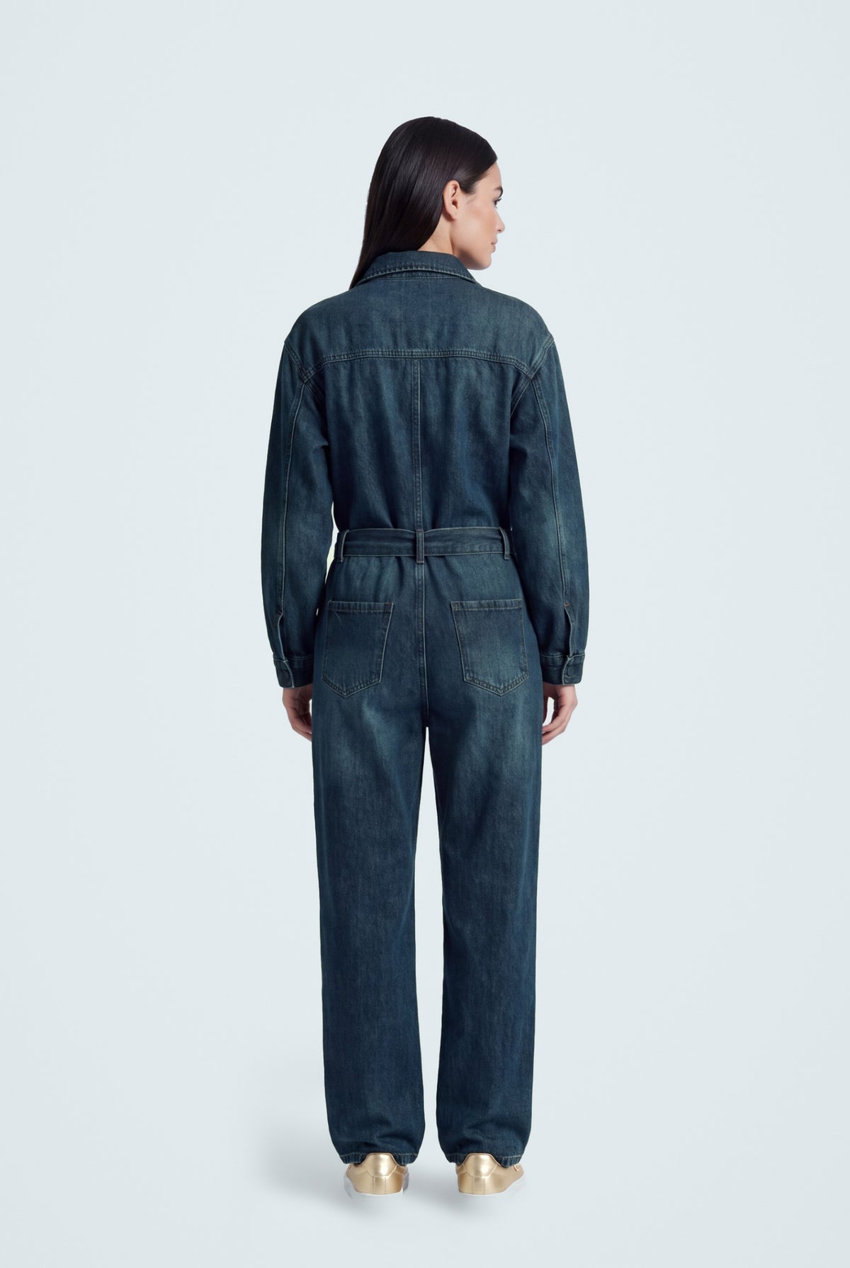 Indigo Wash Belted Denim Jumpsuit - Hustle N Holla