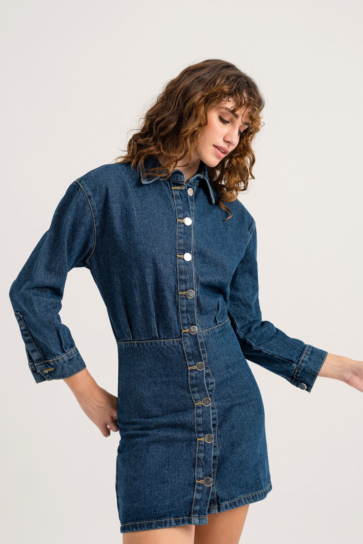 Blue Button-down Mini Denim Dress - Hustle N Holla