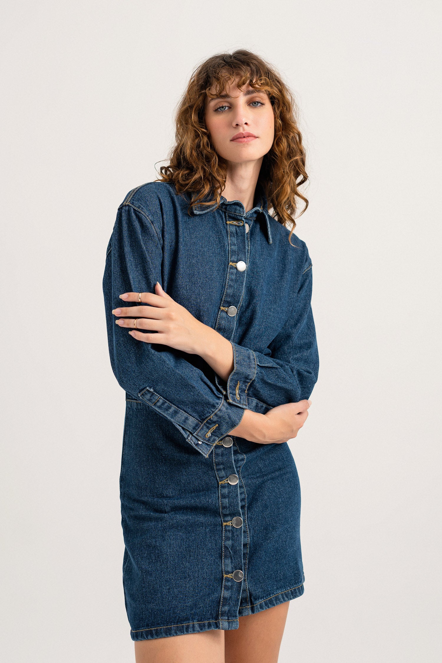 Blue Button-down Mini Denim Dress - Hustle N Holla