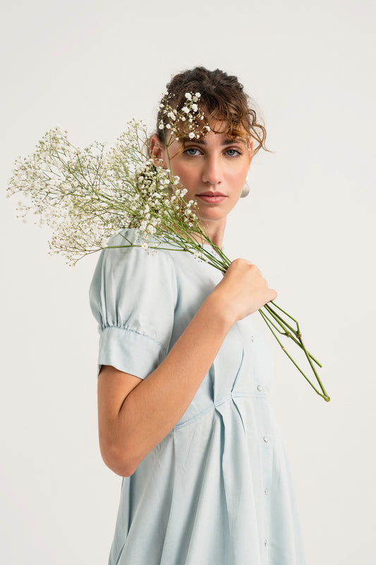 Light Blue Chambray Midi Dress - Hustle N Holla