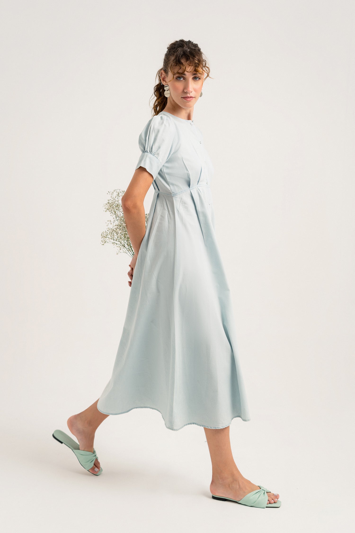 Light Blue Chambray Midi Dress - Hustle N Holla