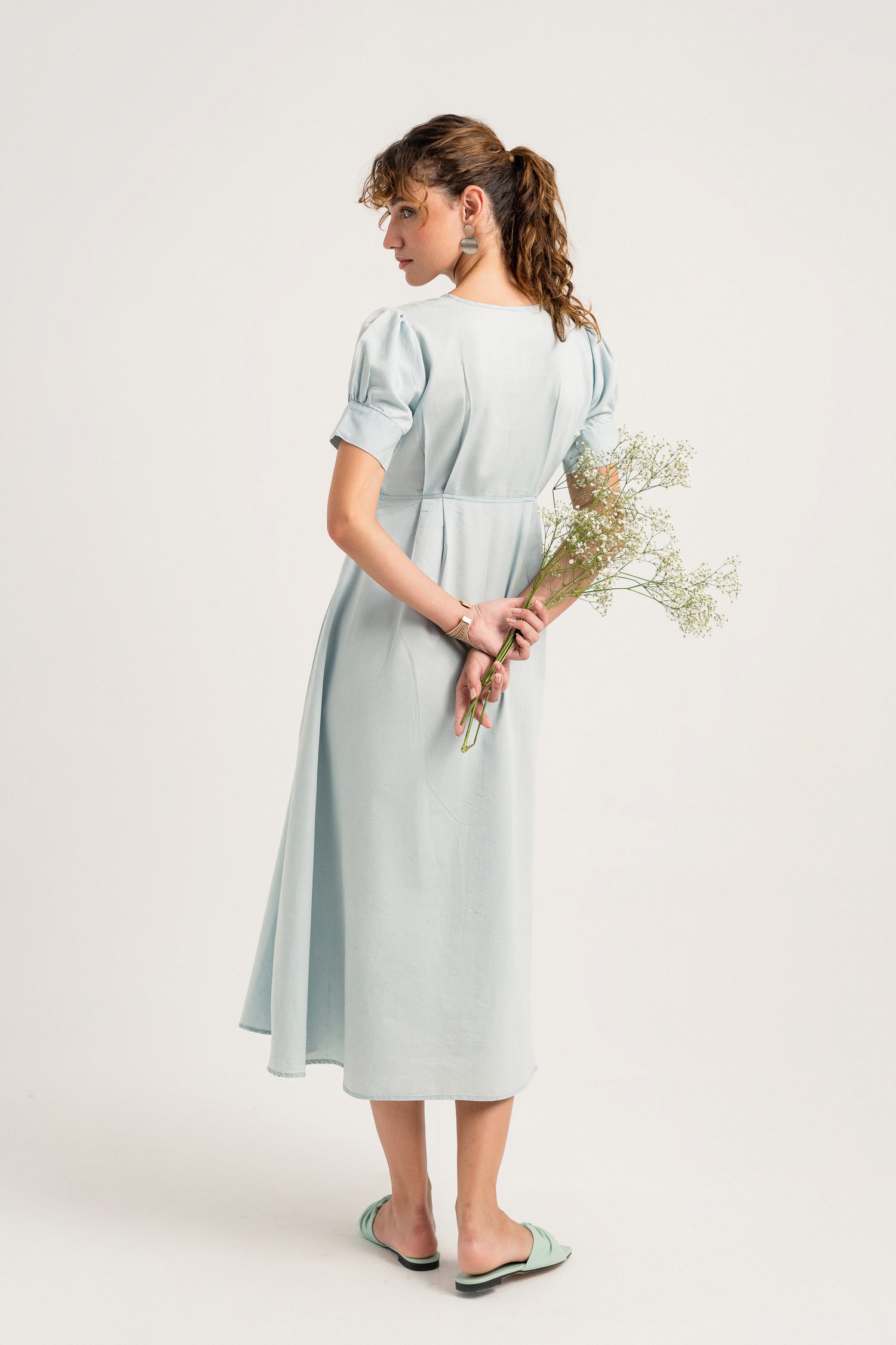 Light Blue Chambray Midi Dress - Hustle N Holla