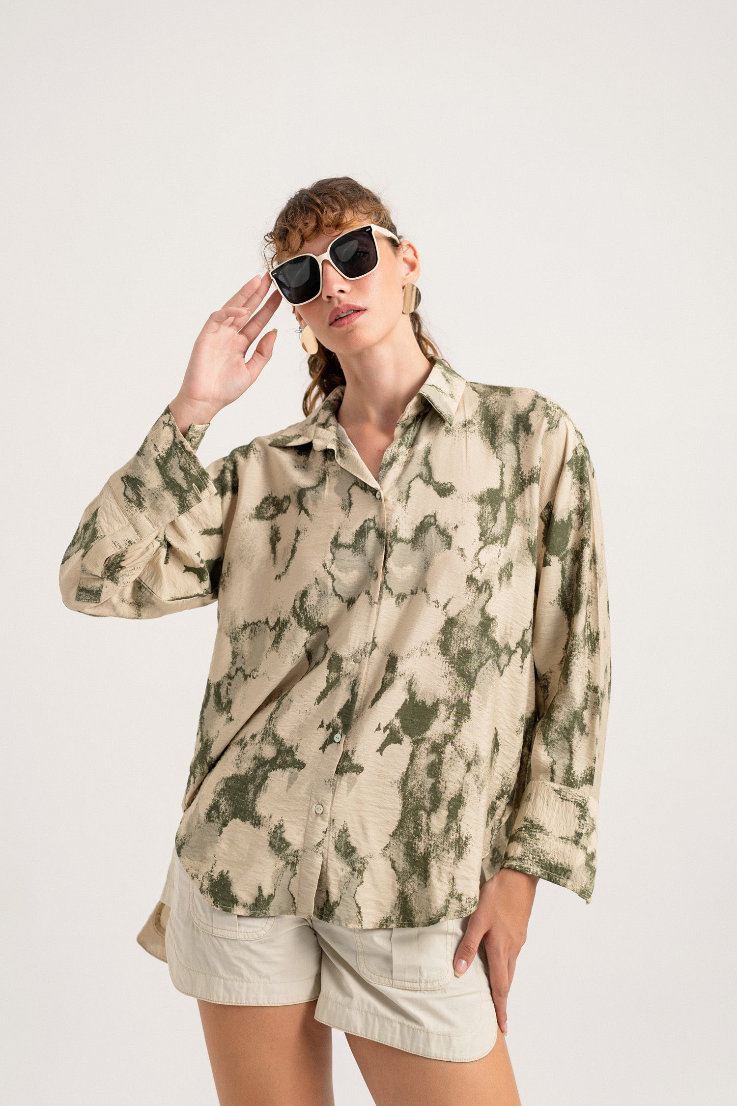 Green Printed Regular Fit Shirt