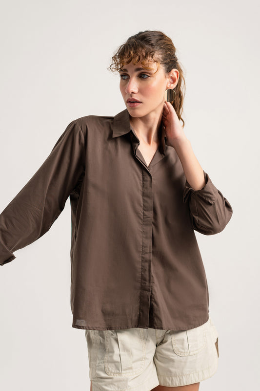 Brown Regular Fit Button-Down Shirt - Hustle N Holla