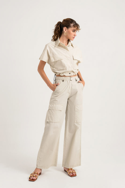 Beige Canvas Crop Top - Hustle N Holla