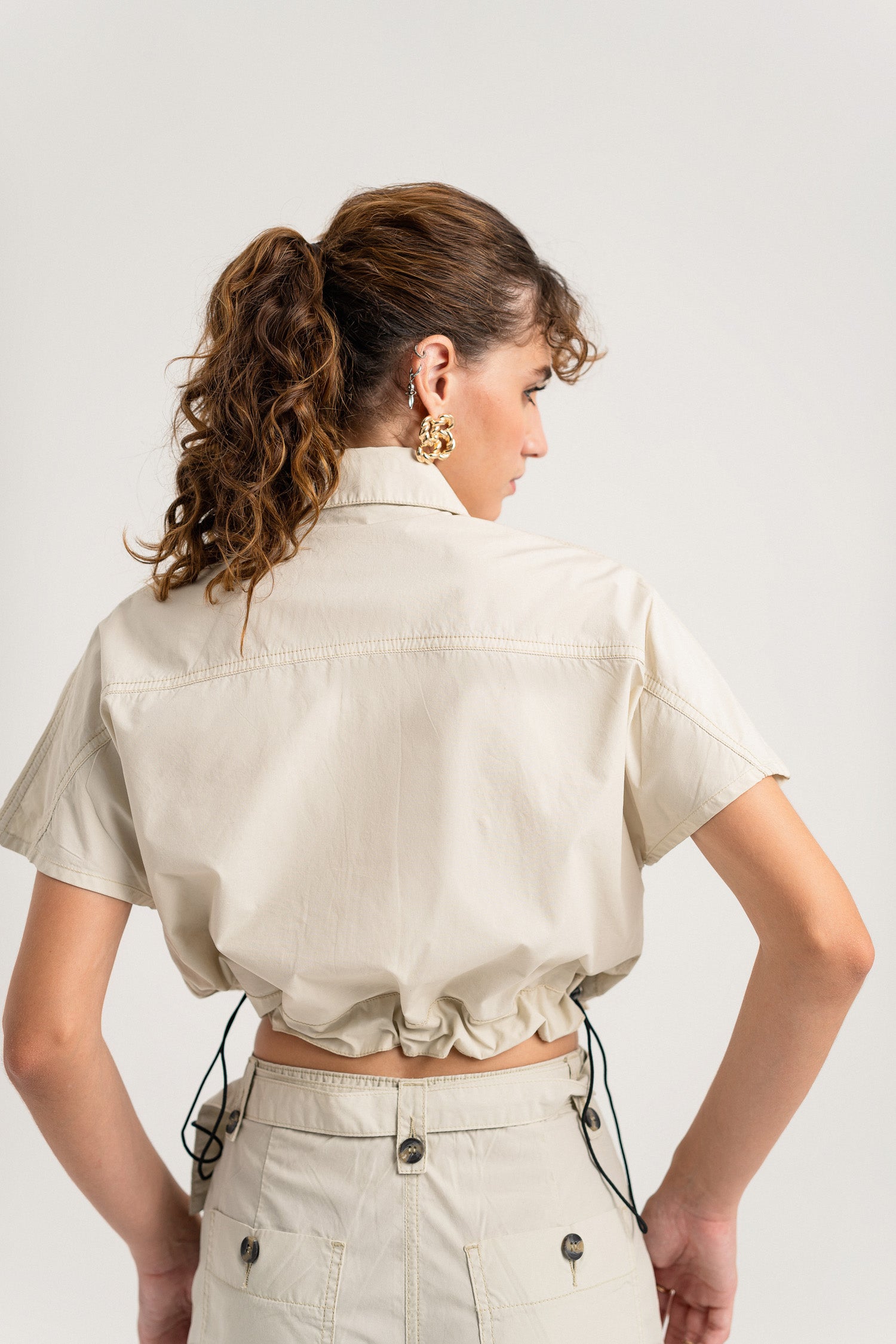 Beige Canvas Crop Top - Hustle N Holla