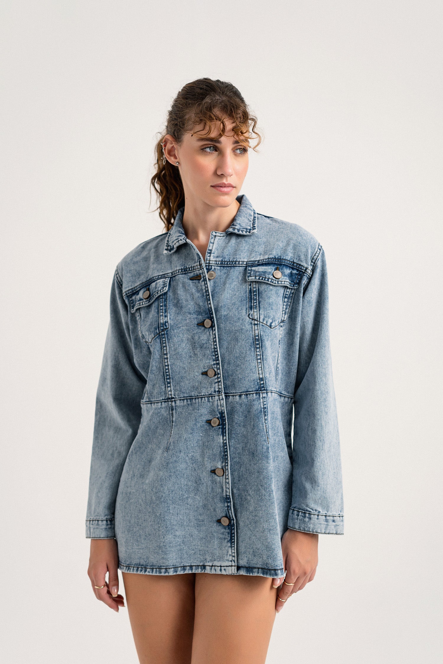 Acid Blue Mini Denim Dress