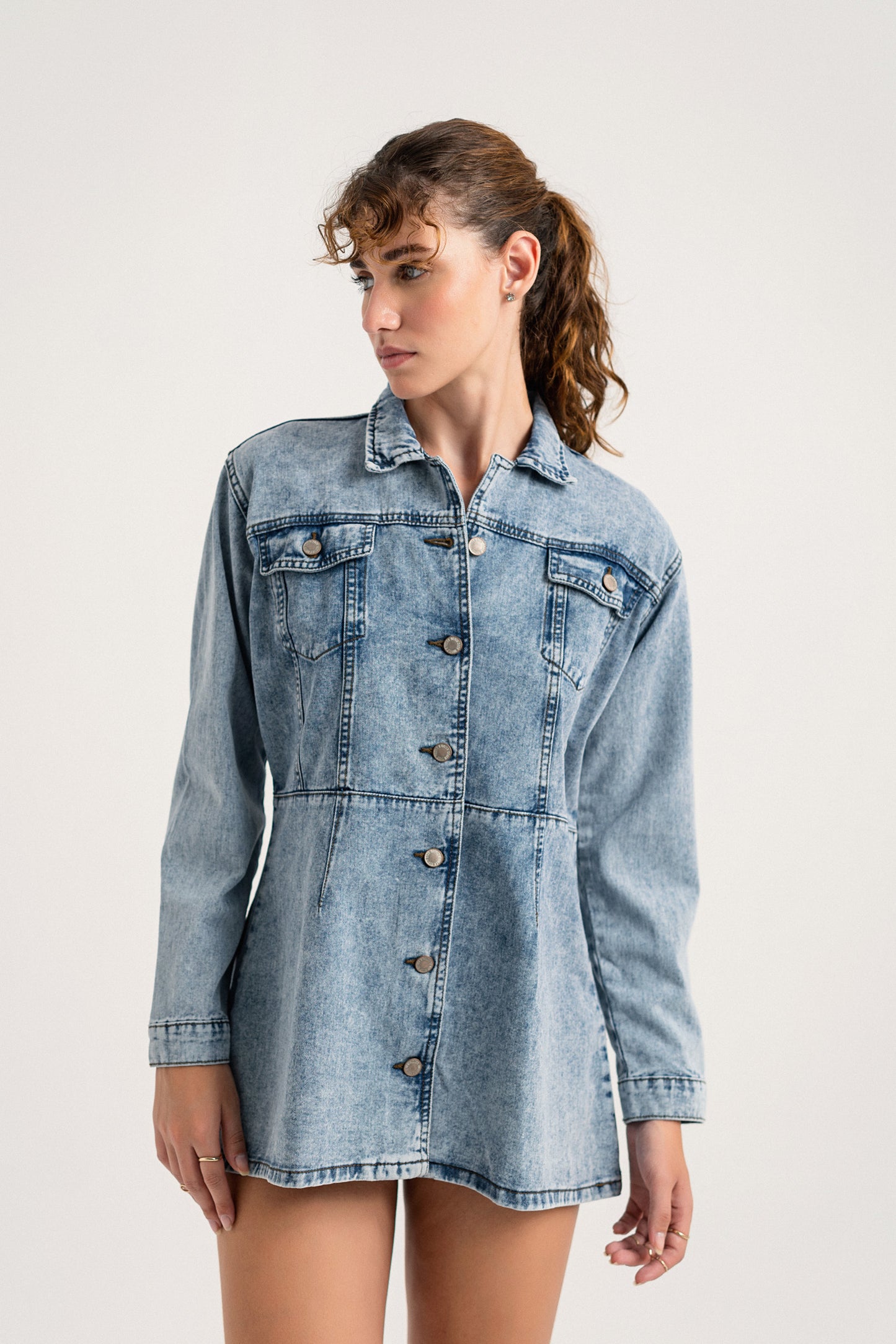 Acid Blue Mini Denim Dress - Hustle N Holla