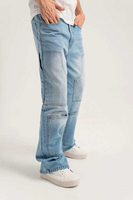 Mid Blue Wide Leg Denim Jeans - Hustle N Holla