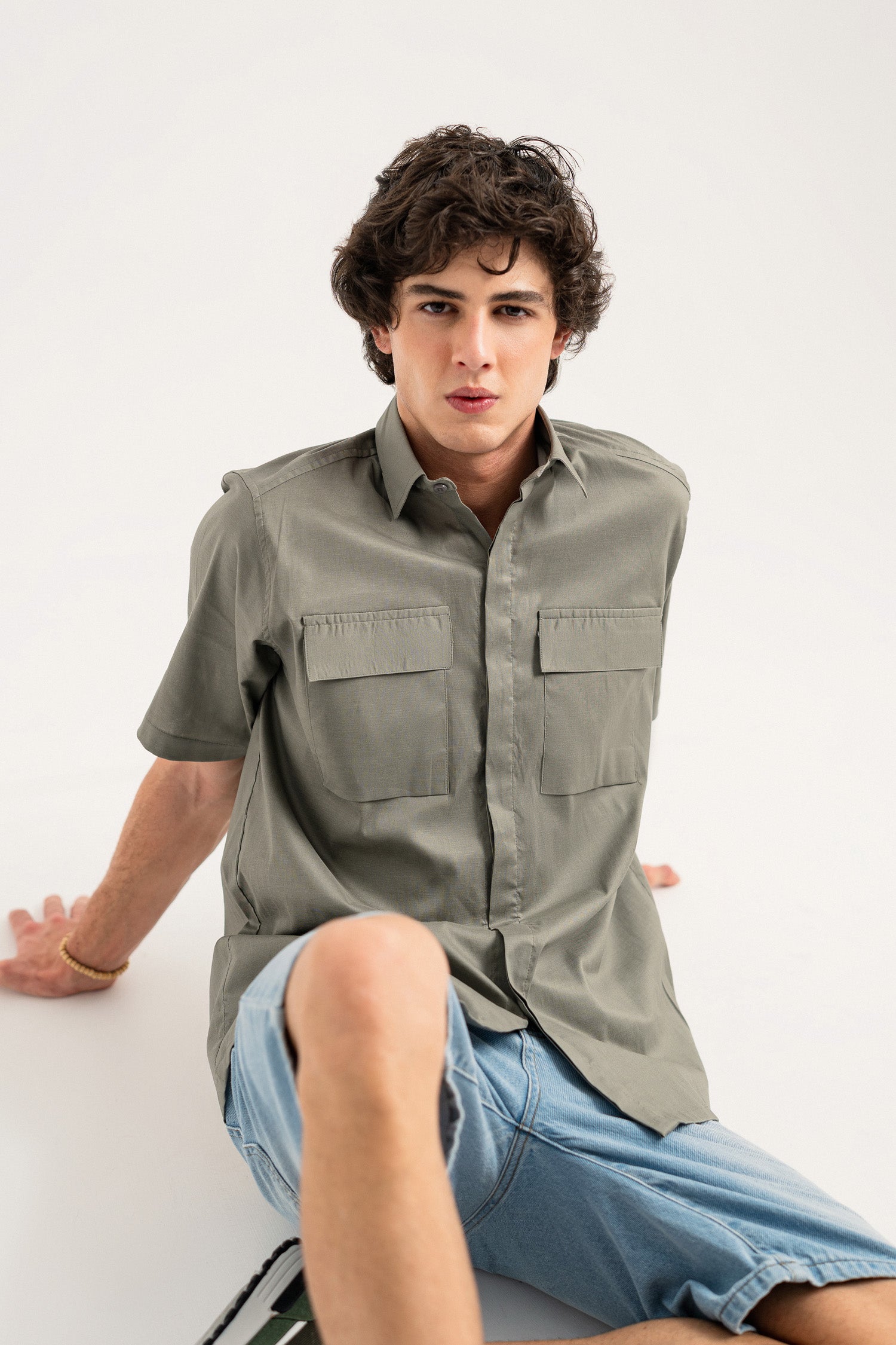 Sage Regular Fit Double Pocket Shirt - Hustle N Holla