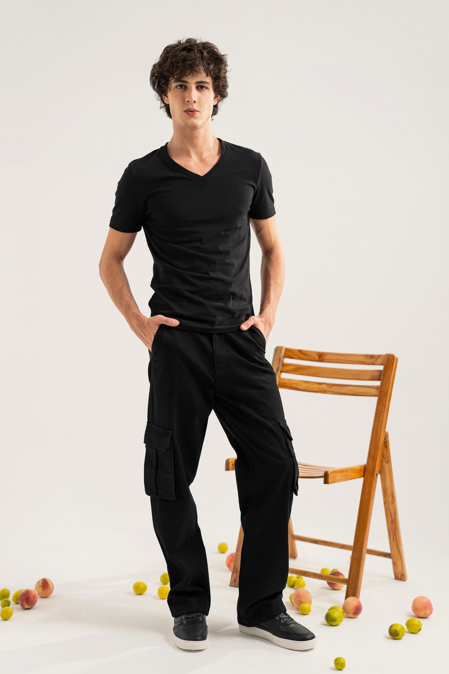 Jet Black Straight Fit Cargo Jeans - Hustle N Holla