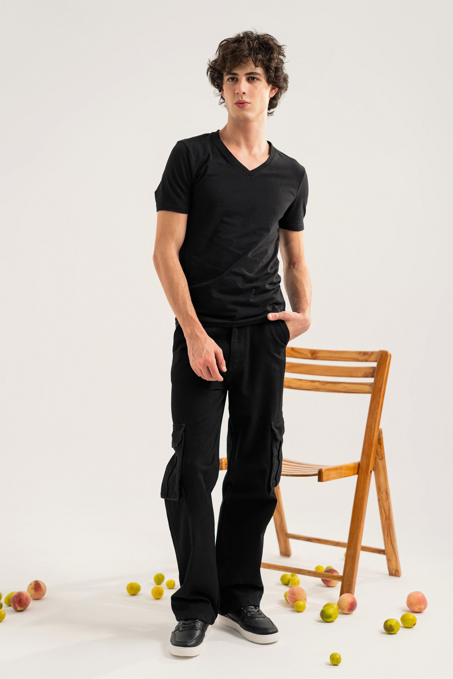 Jet Black Straight Fit Cargo Jeans - Hustle N Holla