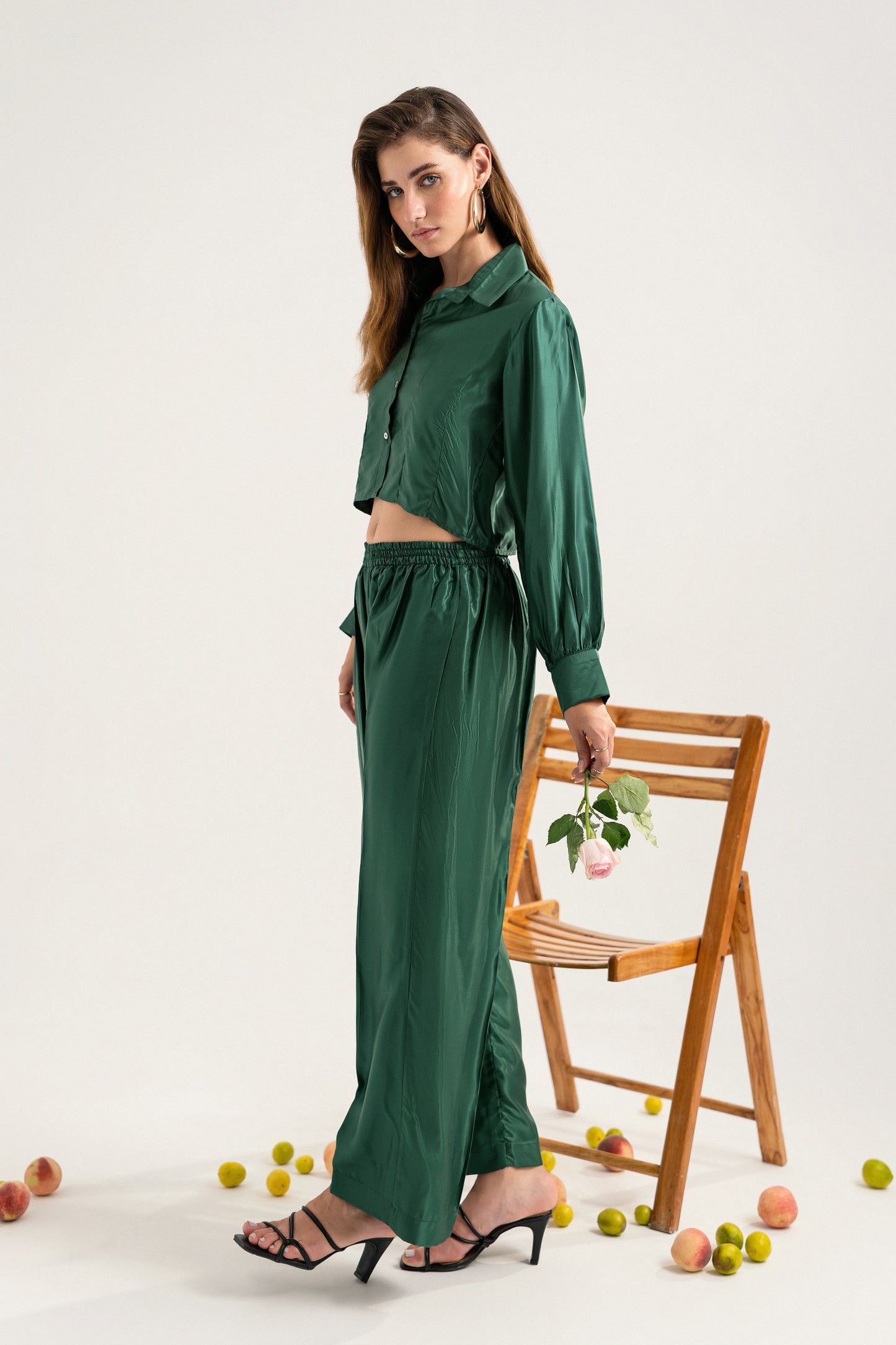 Bottle Green Wide-Leg Pants - Hustle N Holla