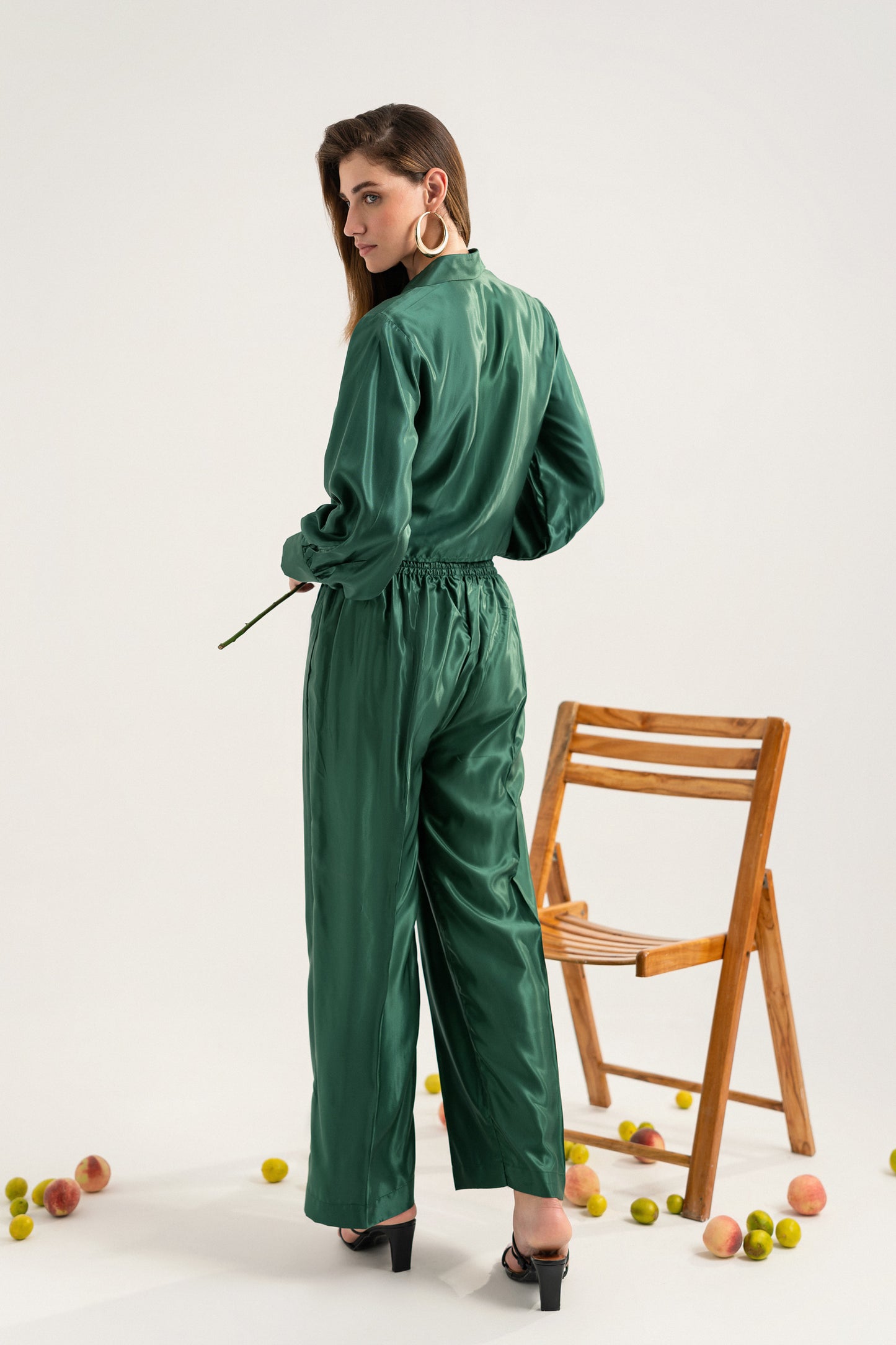 Bottle Green Wide-Leg Pants - Hustle N Holla