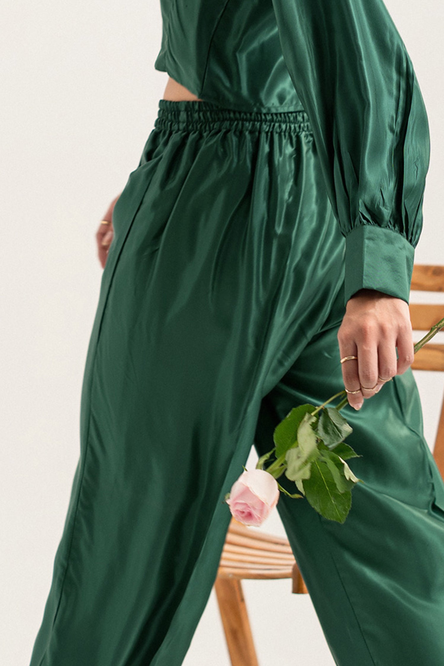 Bottle Green Wide-Leg Pants - Hustle N Holla