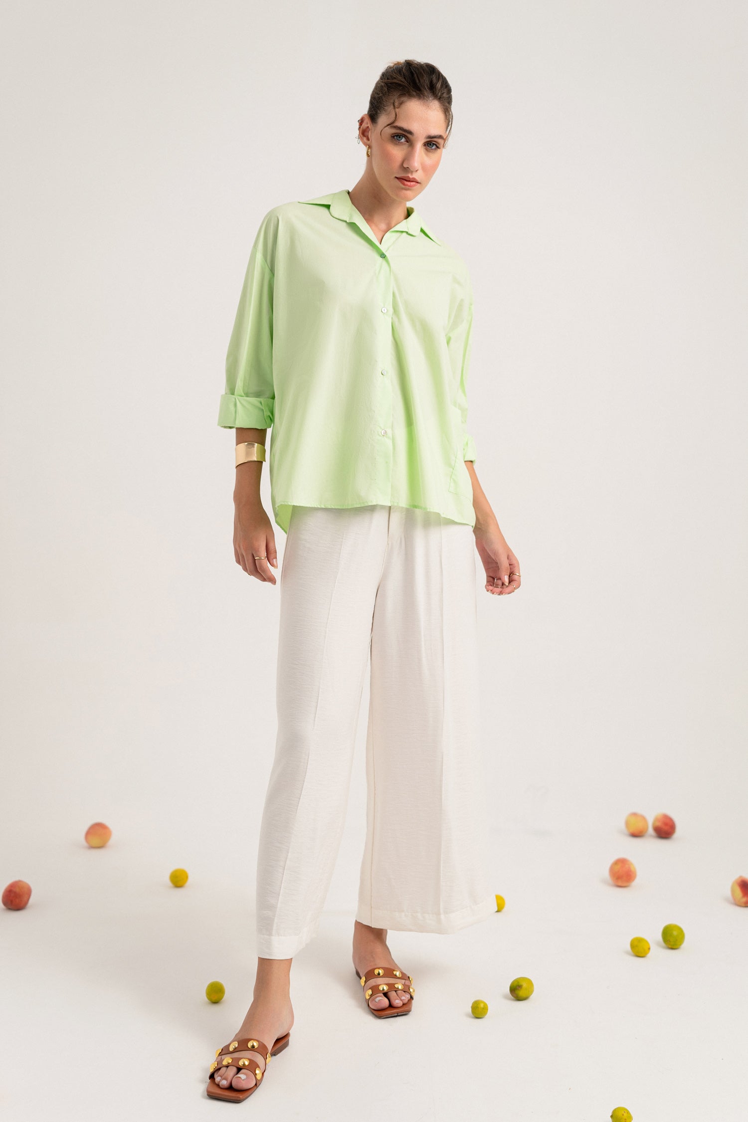 Lime Green Button-down Regular Fit Shirt