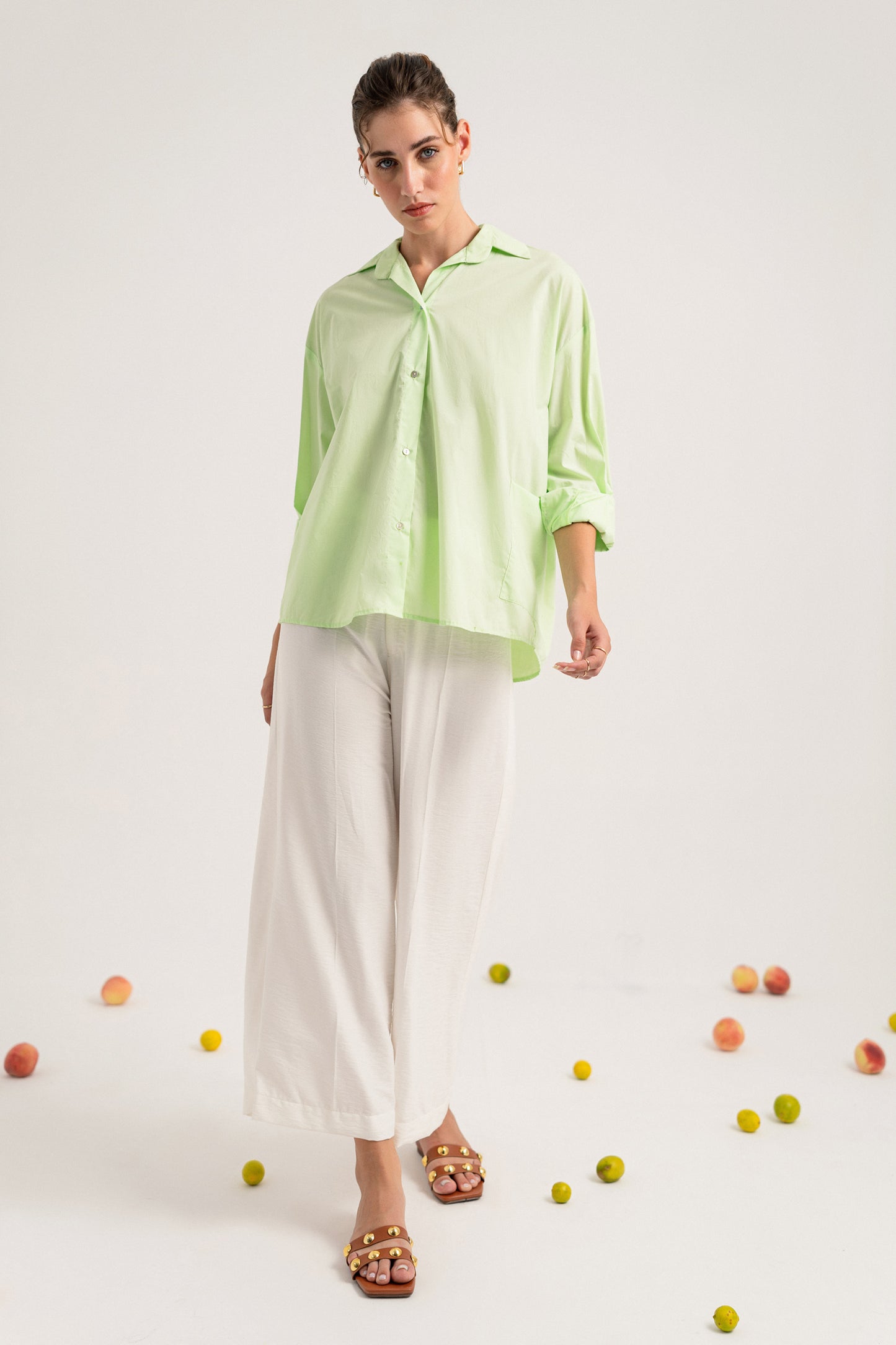 Lime Green Button-down Regular Fit Shirt - Hustle N Holla