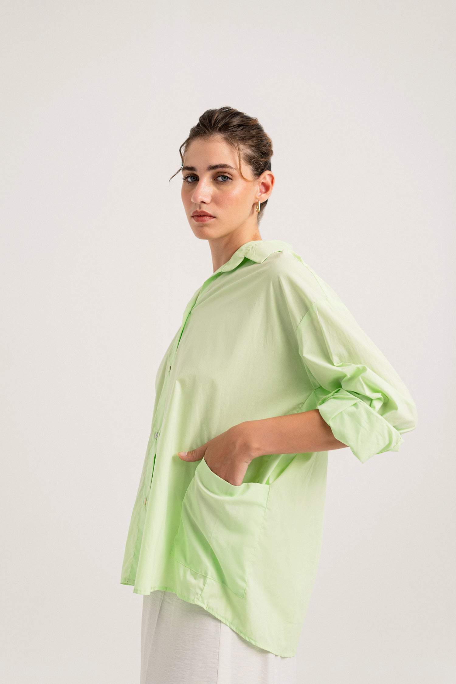 Lime Green Button-down Regular Fit Shirt - Hustle N Holla