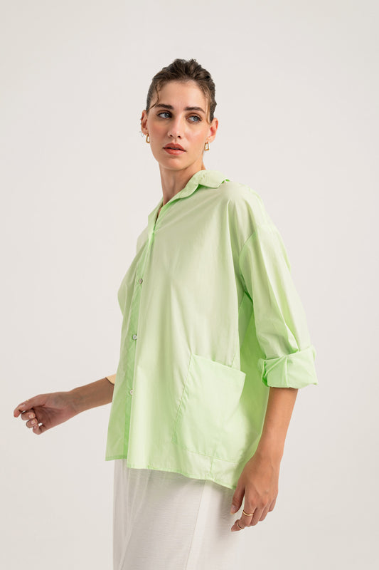 Lime Green Button-down Regular Fit Shirt - Hustle N Holla