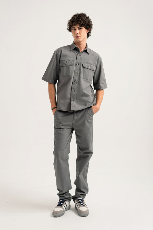 Charcoal Regular Fit Button-down Shirt - Hustle N Holla