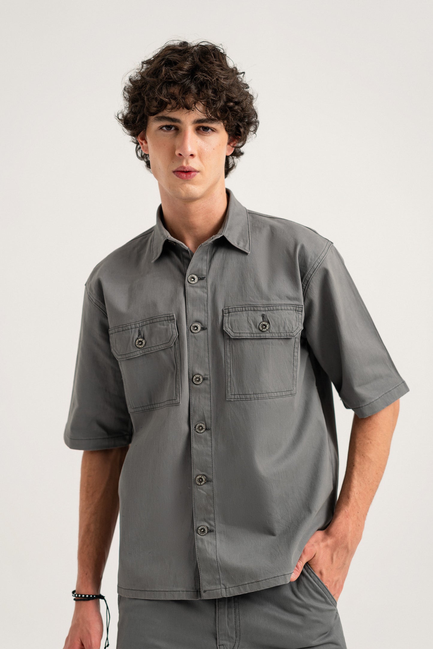 Charcoal Regular Fit Button-down Shirt - Hustle N Holla