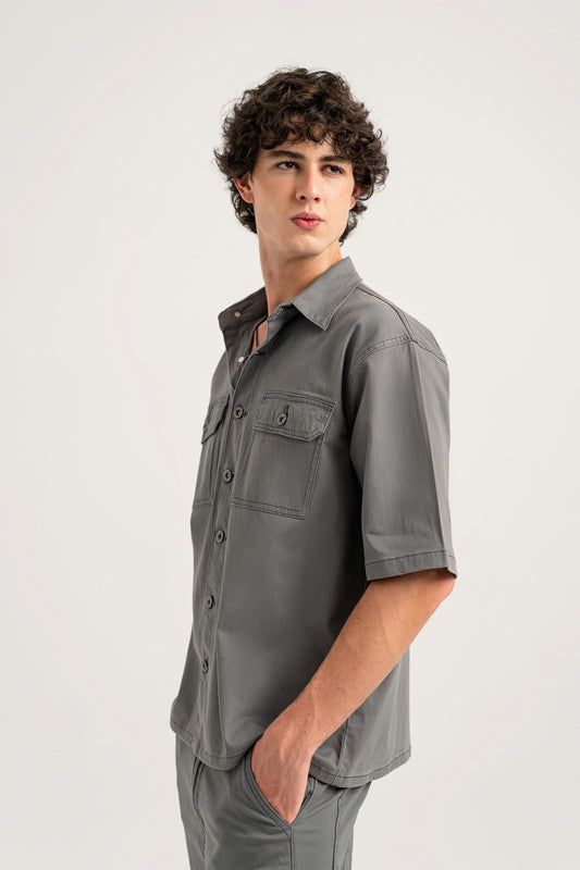 Charcoal Regular Fit Button-down Shirt - Hustle N Holla