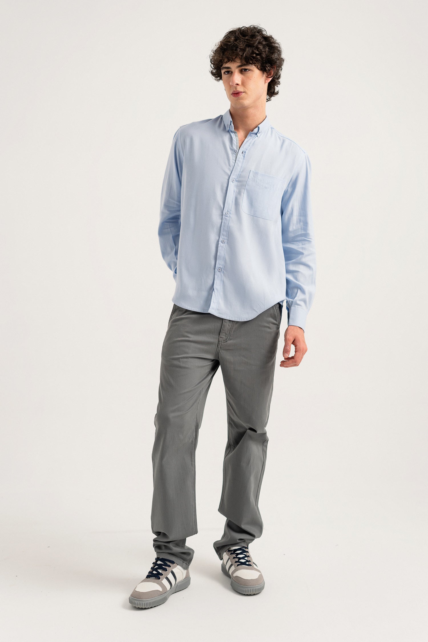 Blue Button-down Casual Shirt