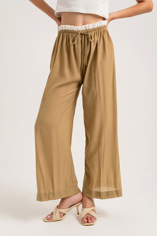 Dull Gold Wide Leg Pants - Hustle N Holla