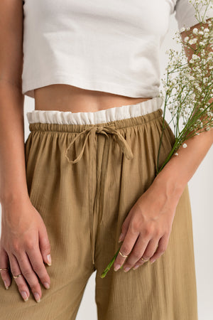 Golden Brown Wide Leg Trousers - Hustle N Holla
