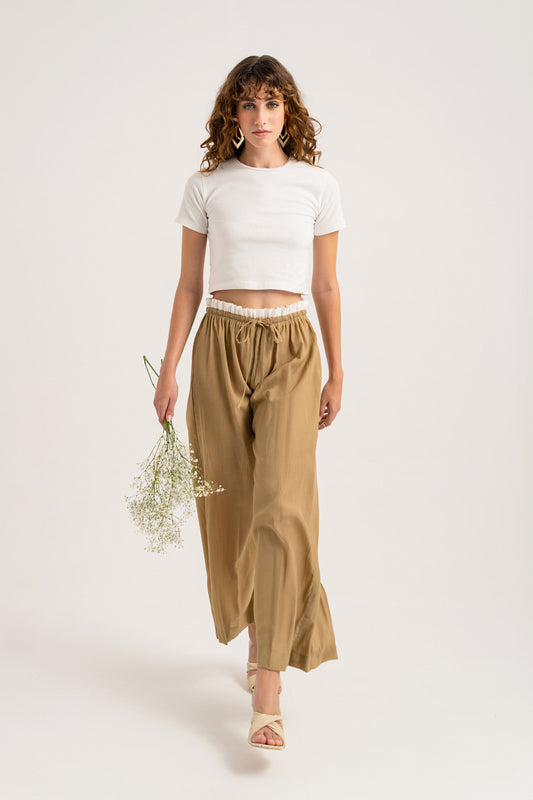 Dull Gold Wide Leg Pants - Hustle N Holla